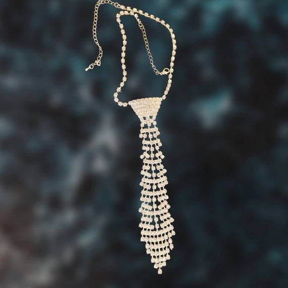 rhinestone necktie necklace